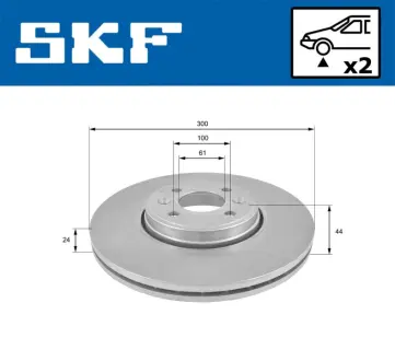 RENAULT гальмівний диск передн.Scenic II 03- SKF VKBD80173V2 Рено Гранд Сценик