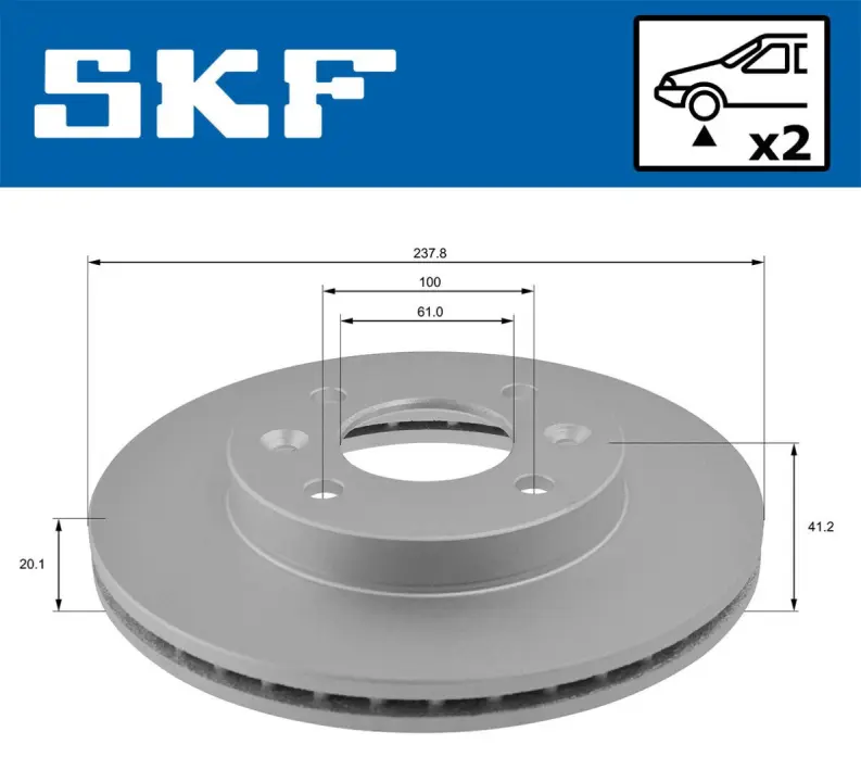 RENAULT диск гальмівний передн R11,19,21,Clio,Kangoo,Megane SKF VKBD80195V2