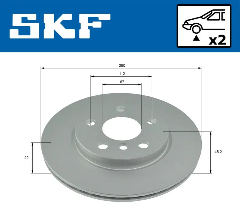 MINI диск гальмівний передній BMW 2/F45 SKF VKBD80244V2 (фото 1)