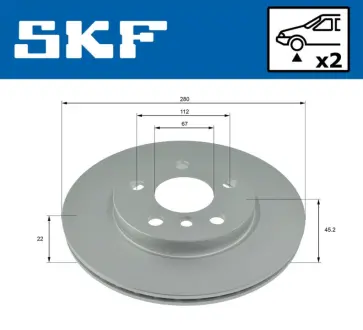 MINI диск гальмівний передній BMW 2/F45 SKF VKBD80244V2 MINI MINI