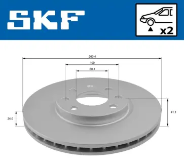 OPEL диск гальмівний передній Combo Tour, Corsa C, Meriva 00- SKF VKBD80324V2 Опель Мерива а