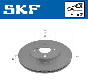 TOYOTA диск гальмівний передн.Corolla 02- SKF VKBD80333V2 Тойота Королла е110