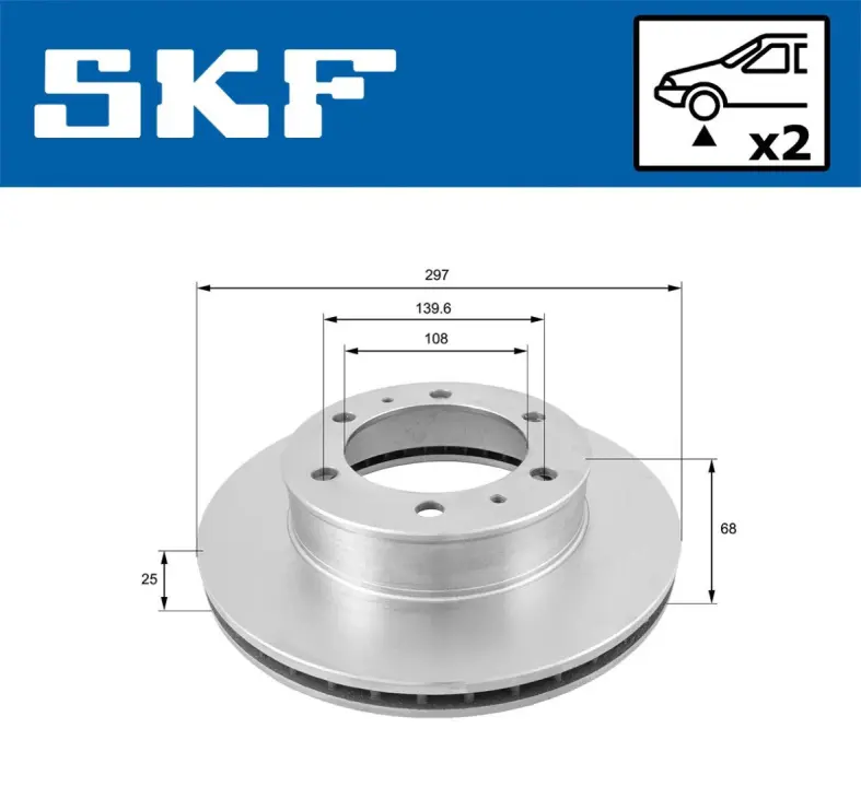 TOYOTA диск гальмівний передн.Fortuner,Hilux III 05- SKF VKBD80346V2 (фото 1)