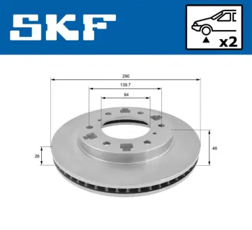 MITSUBISHI гальмівний диск передн. PAJERO 00- SKF VKBD80432V2