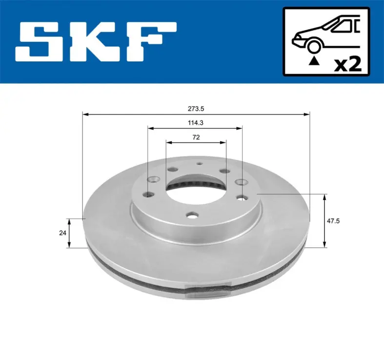 MAZDA Диск тормозной перед. (вентил.) 323, 626, Premacy, 6 SKF VKBD80527V2