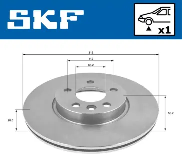 VW гальмівний диск передн. Sharan 97, Transporter 90- SKF VKBD 80557 V1