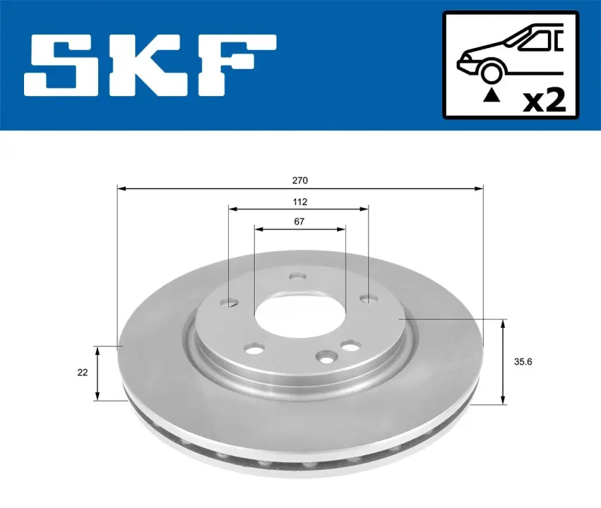 DB диск гальмівний передн.Vaneo 01- SKF VKBD 80628 V2 (фото 1)