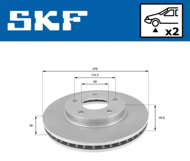 Mitsubishi Гальмівний диск передн. Lancer 03- SKF VKBD80798V2
