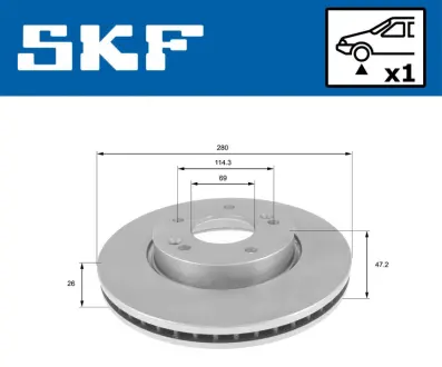 HYUNDAI гальмівний диск перед.Coupe,i30,Tucson,Kia Carens II,III,Cerato,Magentis,Soul,Ceed,Sportage SKF VKBD81089V1 Hyundai Туксон