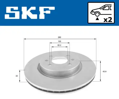 HYUNDAI диск гальм. передн. i20, KIA Rio SKF VKBD81119V2 Киа Рио 4