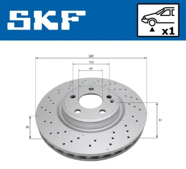 DB диск гальм. передн A-CLASS (W176) A 220 4-matic (176.047) 14-18 SKF VKBD81120V1