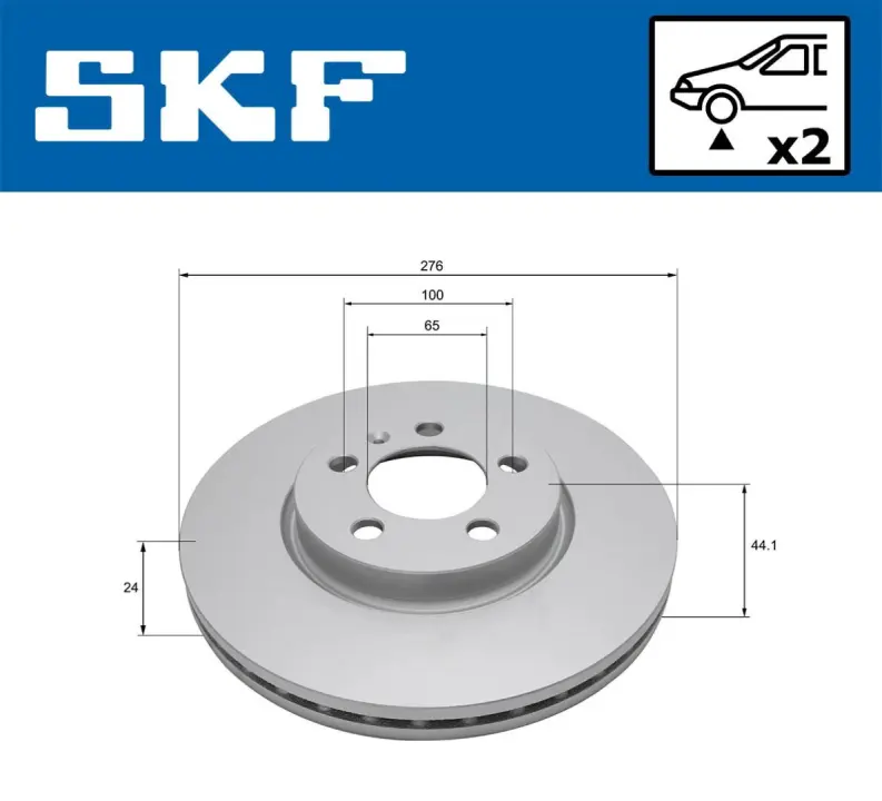 VW Диск гальм. передній Polo, T-Cross, SKODA Scala, Kamiq SKF VKBD81322V2 (фото 1)