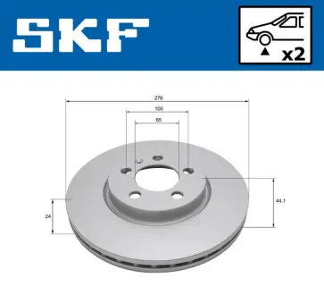 VW Диск гальм. передній Polo, T-Cross, SKODA Scala, Kamiq SKF VKBD81322V2