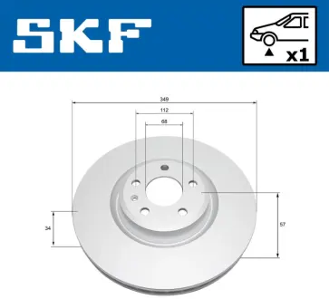 AUDI диск гальм. передн. Q5 (FYB, FYG) 2.0 TFSI quattro 17-20 SKF VKBD81330V1