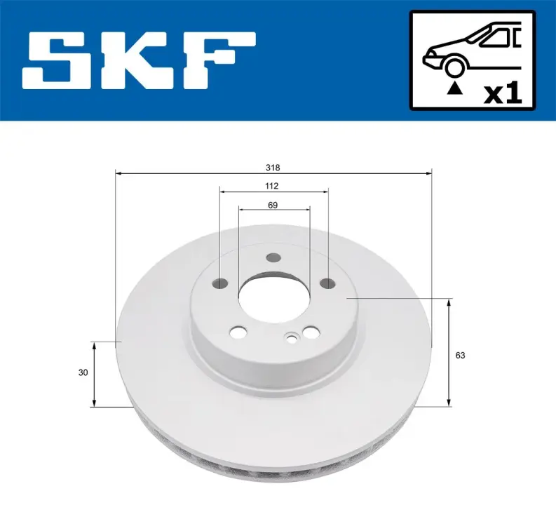 DB Гальмівний диск передн. C-CLASS (W205), C-CLASS T-Model (S205), C-CLASS Купе (C205) SKF VKBD81374V1 (фото 1)