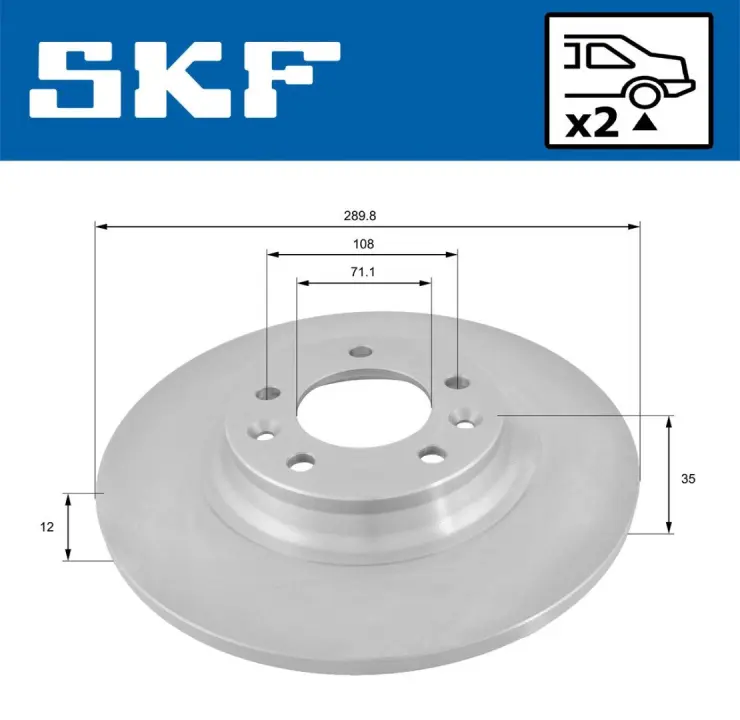PEUGEOT гальмів.диск задній 407 04- SKF VKBD90022S2 (фото 1)