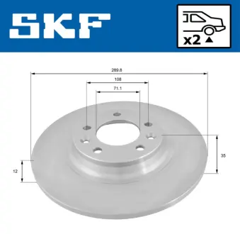 PEUGEOT гальмів.диск задній 407 04- SKF VKBD90022S2