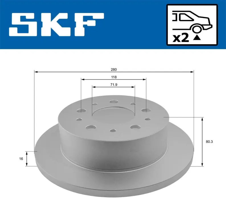 CITROEN диск гальмівний задн.Jumper,Fiat Ducato,Peugeot Boxer 06- SKF VKBD90065S2