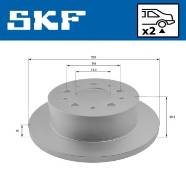 CITROEN диск гальмівний задн.Jumper,Fiat Ducato,Peugeot Boxer 06- SKF VKBD90065S2 Ситроен Джампер