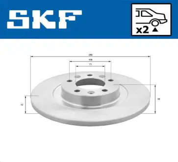 CITROEN Задній гальмівний диск CITROEN C4 GRAND PICASSO SKF VKBD90155S2 Пежо 508