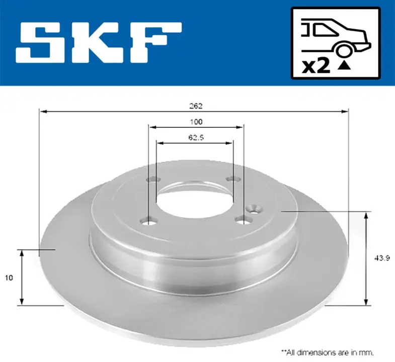 HYUNDAI гальмівний диск задн.Solaris 10-,Kia Rio III 11- SKF VKBD90206S2 (фото 1)