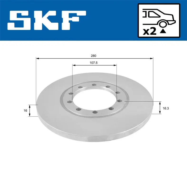 FORD гальмівні диски задн. Transit 2.4 TDCi 06-. SKF VKBD90207S2 (фото 1)