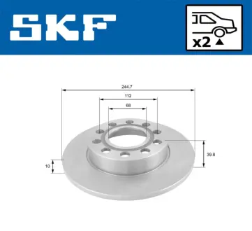 Диск гальмівний задн. AUDI 80/A4 SKF VKBD90234S2 Ауди А4 б6
