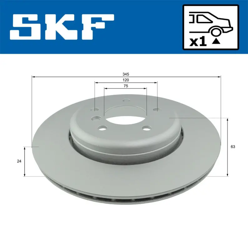 Диск гальмівний задн. (вентил.) BMW 5-serie E60/61, 7-serie E65/66 SKF VKBD90336V1