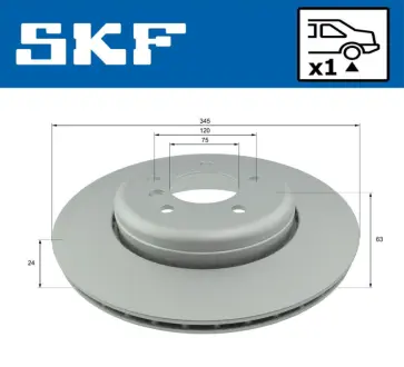 Диск гальмівний задн. (вентил.) BMW 5-serie E60/61, 7-serie E65/66 SKF VKBD90336V1 Бмв E63