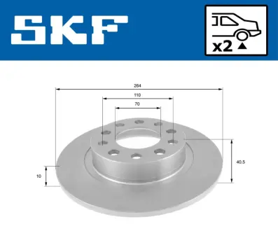 ALFA ROMEO Гальмівний диск задн. GIULIETTA 1.4 10-, 2.0 10- SKF VKBD90359S2 Додж Дарт