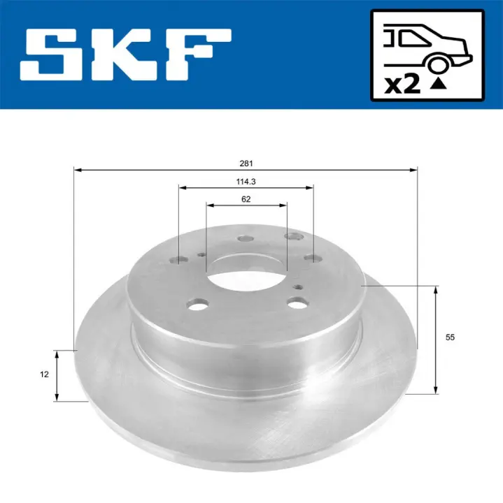 TOYOTA диск гальмівний задній RAV 4 2.0-2.2 06- SKF VKBD90368S2 (фото 1)