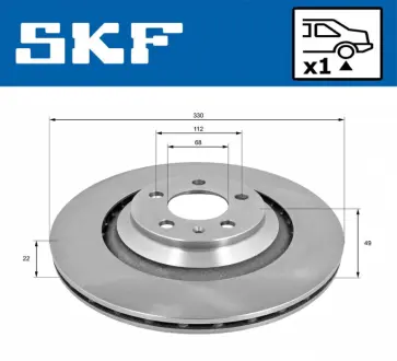 AUDI диск гальмівний задній A6 04- SKF VKBD90371V1 Ауди А6