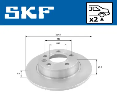VW диск гальмівний задній Sharan,Seat Alhambra,Ford Galaxy SKF VKBD90378S2 Форд Галакси