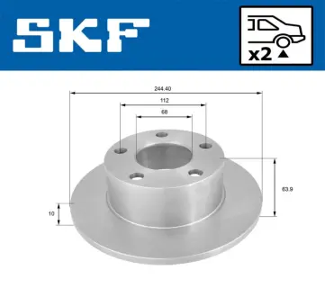 VW диск гальмівний задн.Audi 100/A6,Passat Skoda Superb SKF VKBD90379S2
