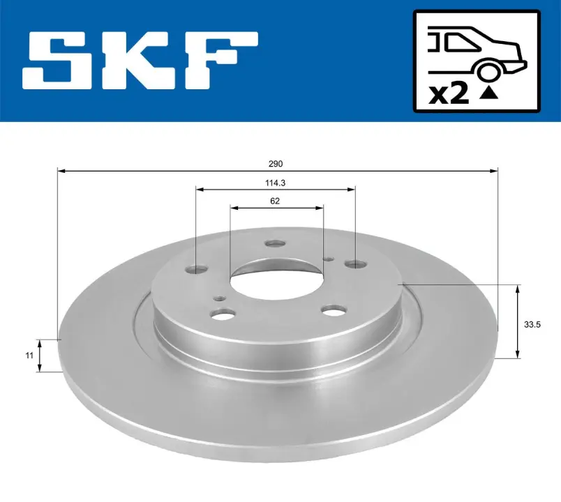 Задний тормозной диск SKF VKBD 90395 S2