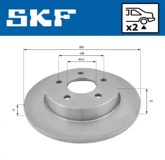 FORD диск гальм. задн. Focus C-MAX 03- SKF VKBD90417S2