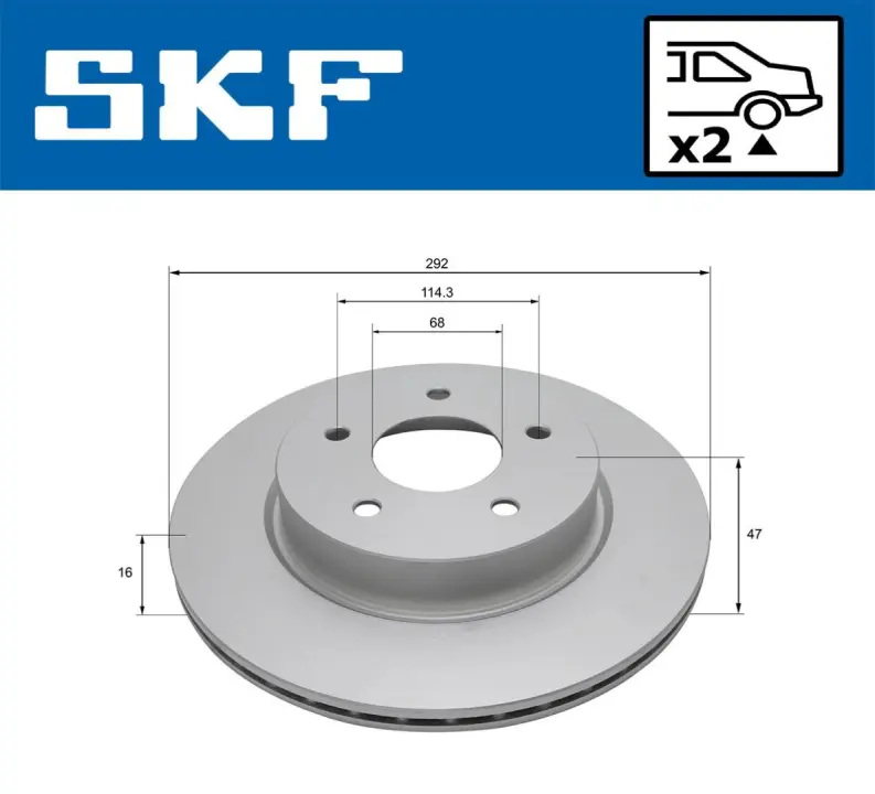 NISSAN гальмівний диск задн. X-TRAIL 14-, RENAULT KOLEOS II SKF VKBD90424V2
