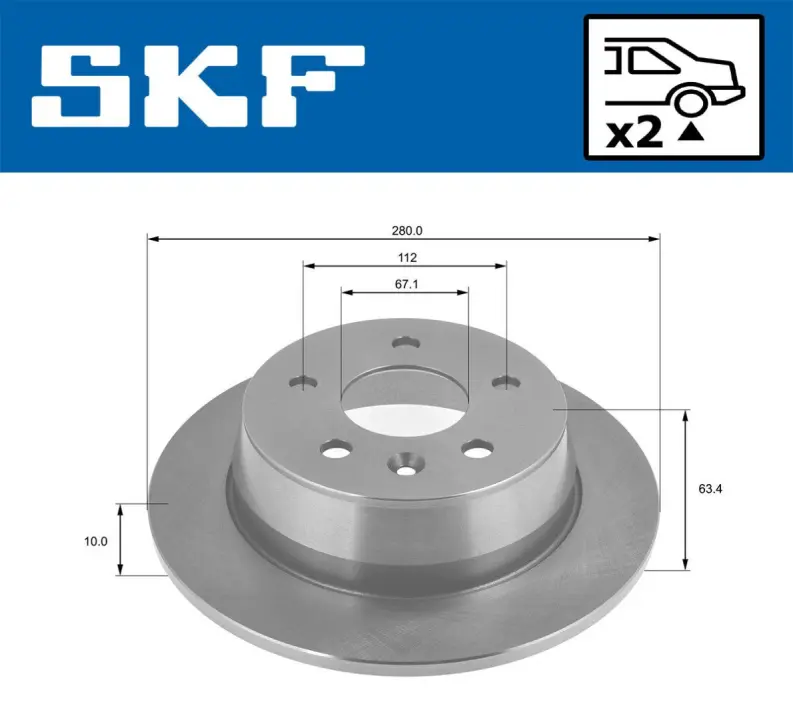 DB диск гальмівний задн.Vito 108D/110D/113 96-03 SKF VKBD90454S2