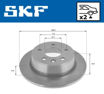 DB диск гальмівний задн.Vito 108D/110D/113 96-03 SKF VKBD90454S2