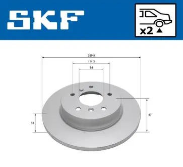 NISSAN гальмівний диск задн.Qashqai 13- SKF VKBD90457S2