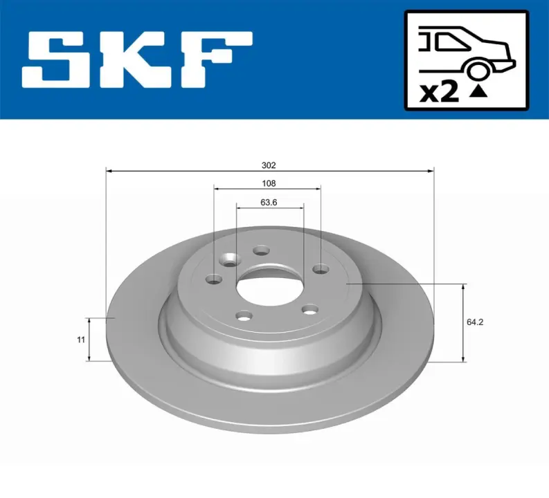 LAND ROVER диск гальм. задній Freelander 2,0-2,2 -14 SKF VKBD90470S2