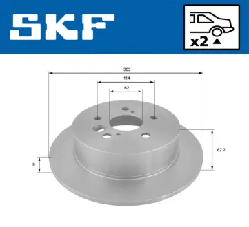 TOYOTA диск гальмів.задн.Rav 4 II 00- SKF VKBD90473S2 Тойота Рав-4