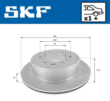 MITSUBISHI диск гальмівний задн.Pajero IV 07- SKF VKBD90502V1