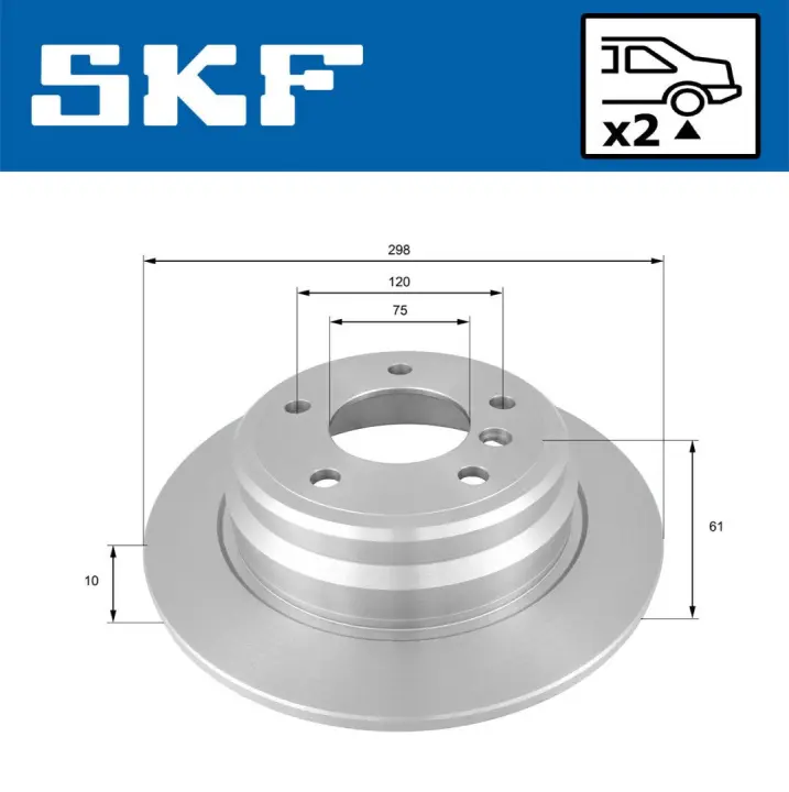 BMW диск гальмівний задн.E39 2.0/2.5 96- SKF VKBD90543S2