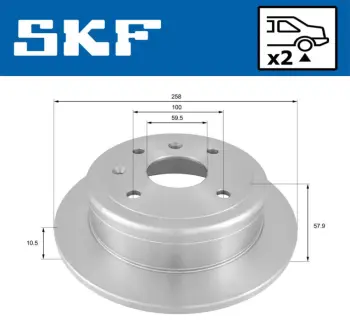 CHEVROLET диск гальмівний задн. LacettiNubira,Daewoo SKF VKBD90758S2 Chevrolet Lacetti