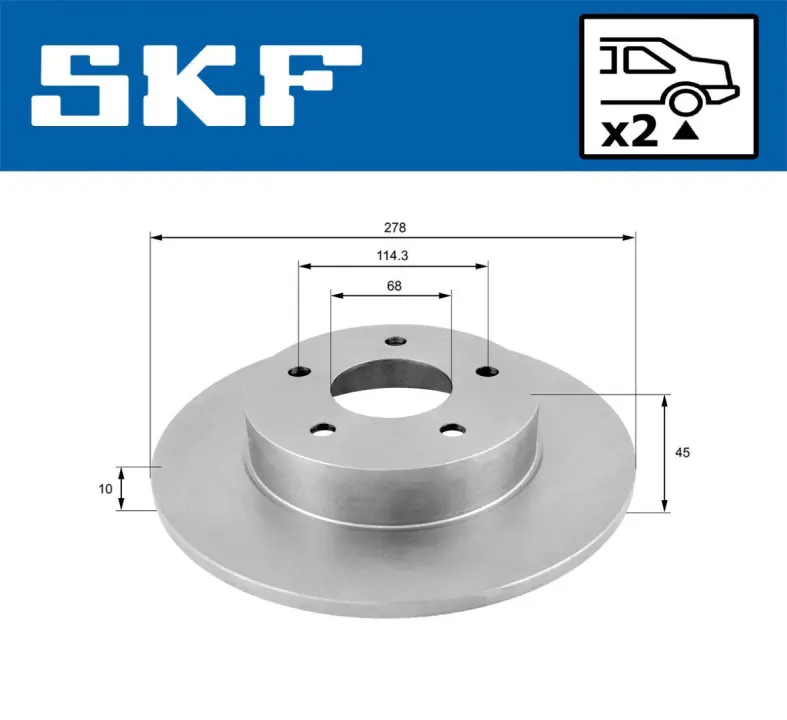 NISSAN Гальмівний диск задн. Almera 00-05, Primera (P12) 01- SKF VKBD90800S2