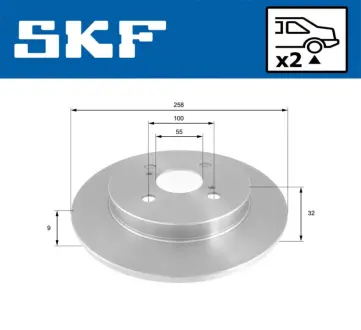 TOYOTA Гальмівний диск YARIS 1.8 VVTi 07-11, ASTON MARTIN CYGNET 1.3 11-13 SKF VKBD90903S2