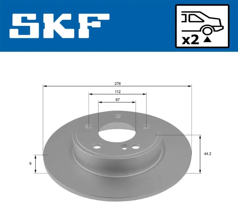 DB диск гальмівний задн. A176 12- SKF VKBD 91065 S2 (фото 1)