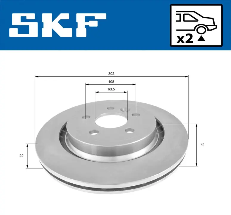 VOLVO диск гальмівний задній S60 II, S80 II SKF VKBD91075V2