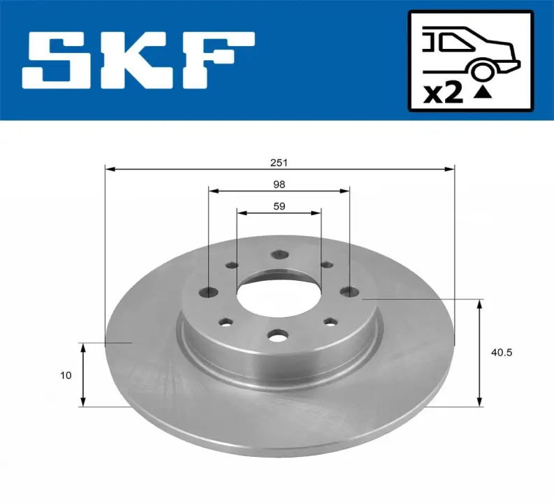 ALFA ROMEO диск гальм. задн. Mito SKF VKBD91104S2 (фото 1)